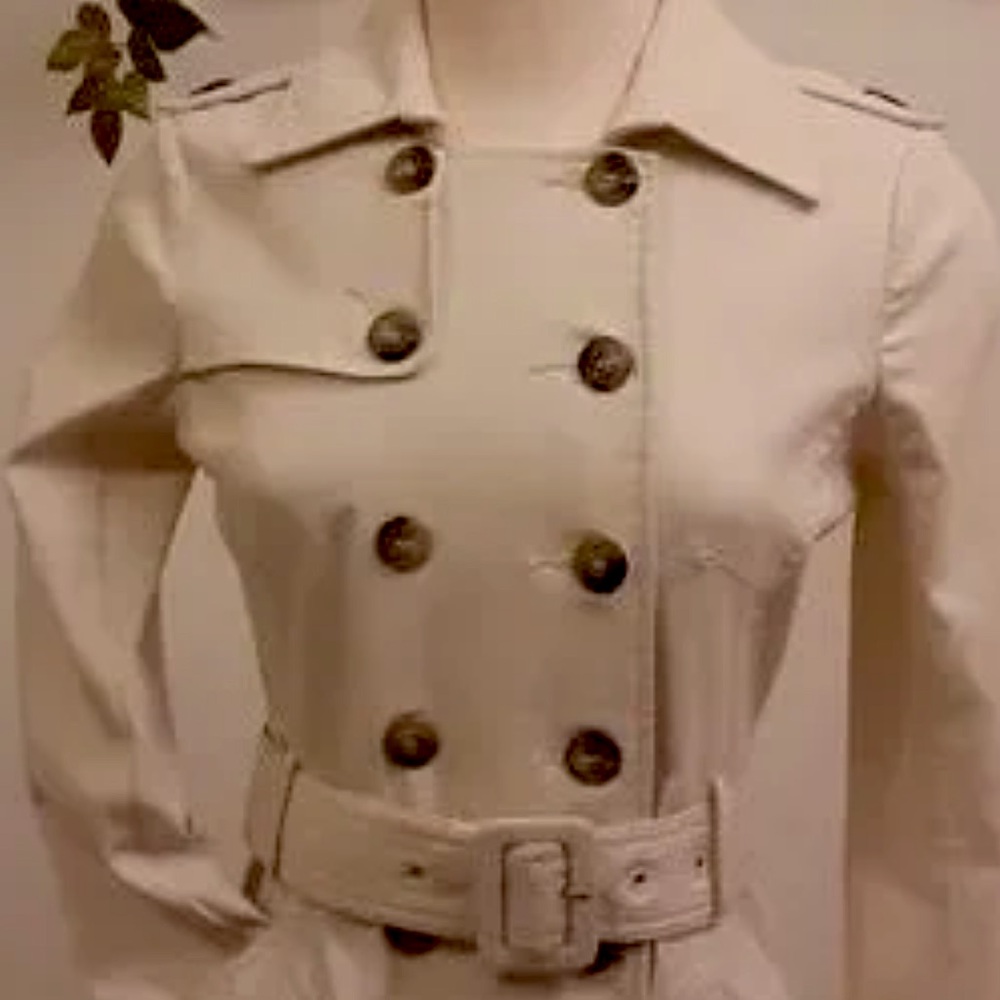 Rampage Trench raincoat double Breasted yoked belted cream